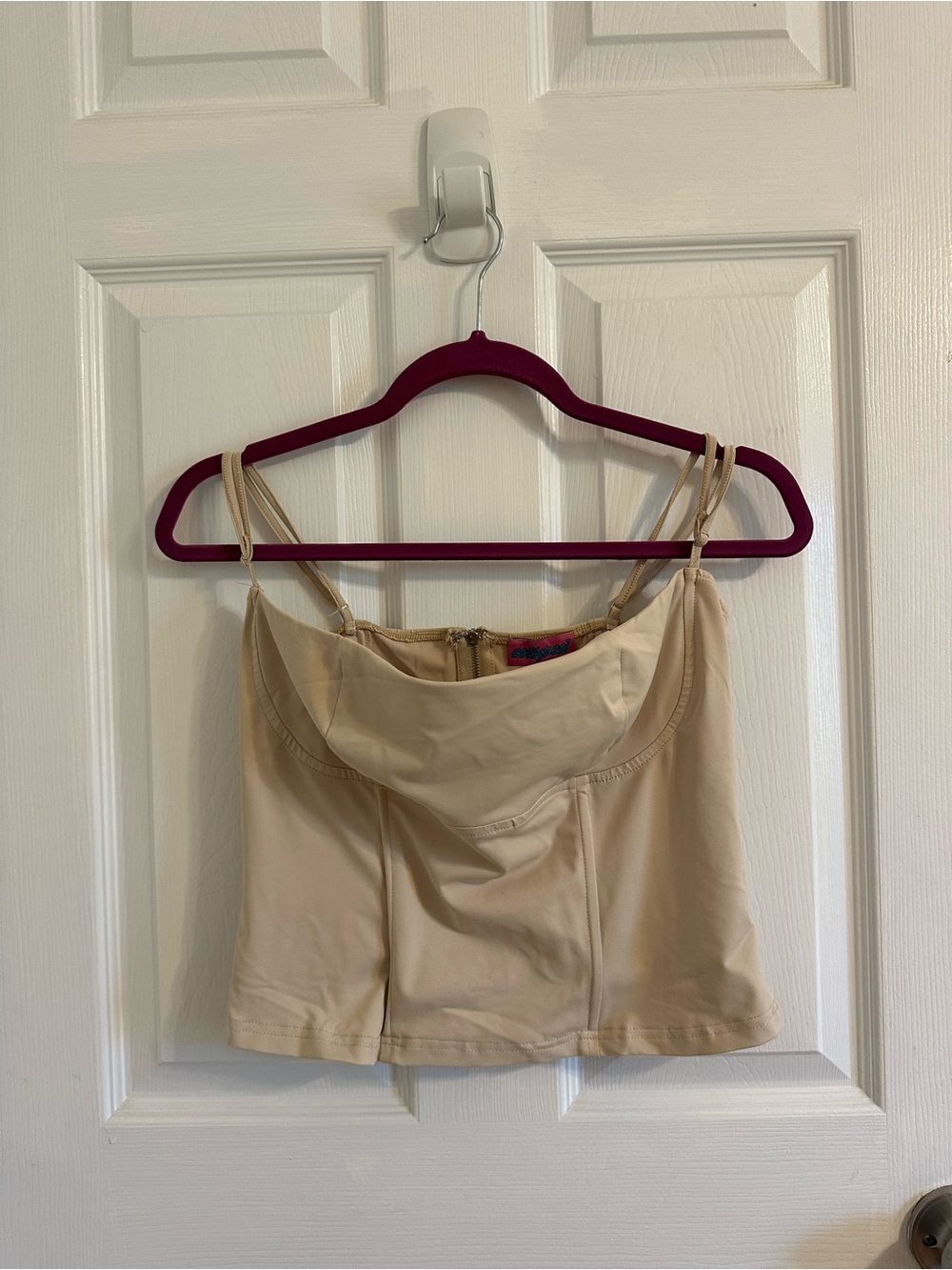 Beige Spaghetti Strap Crop Top
